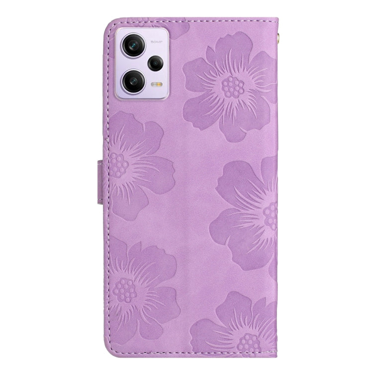For Xiaomi Redmi Note 12 Pro 5G Flower Embossing Pattern Leather Phone Case(Purple) by buy2fix