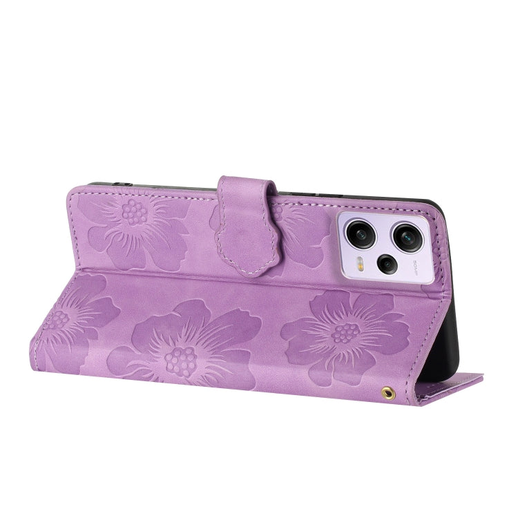 For Xiaomi Redmi Note 12 Pro 5G Flower Embossing Pattern Leather Phone Case(Purple) by buy2fix