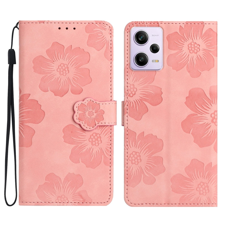 For Xiaomi Redmi Note 12 Pro 5G Flower Embossing Pattern Leather Phone Case(Pink) by buy2fix