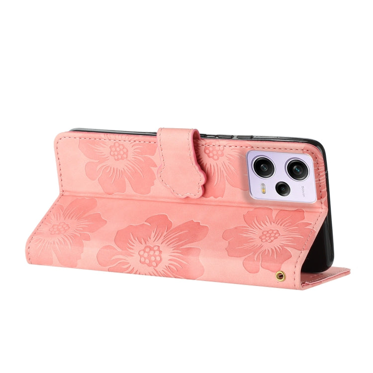 For Xiaomi Redmi Note 12 Pro 5G Flower Embossing Pattern Leather Phone Case(Pink) by buy2fix