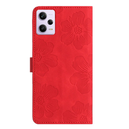 For Xiaomi Redmi Note 12 Pro 5G Flower Embossing Pattern Leather Phone Case(Red) by buy2fix