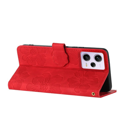 For Xiaomi Redmi Note 12 Pro 5G Flower Embossing Pattern Leather Phone Case(Red) by buy2fix