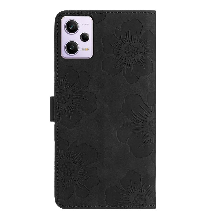 For Xiaomi Redmi Note 12 Pro 5G Flower Embossing Pattern Leather Phone Case(Black) by buy2fix