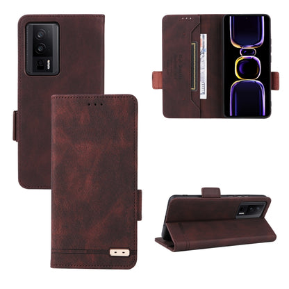 For Xiaomi Poco F5 Pro / Redmi K60 Magnetic Clasp Leather Phone Case(Brown) by buy2fix
