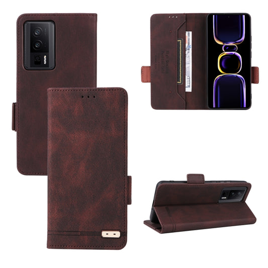 For Xiaomi Poco F5 Pro / Redmi K60 Magnetic Clasp Leather Phone Case(Brown) - Xiaomi Cases by buy2fix | Online Shopping UK | buy2fix