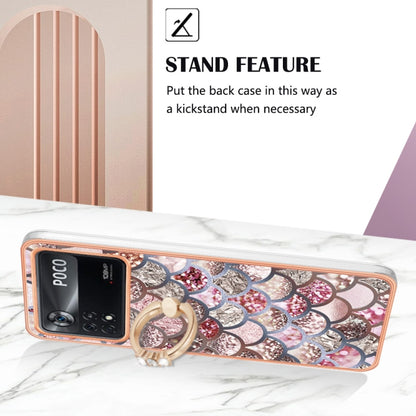 For Xiaomi Poco X4 Pro 5G Electroplating IMD TPU Phone Case with Ring(Pink Scales) by buy2fix