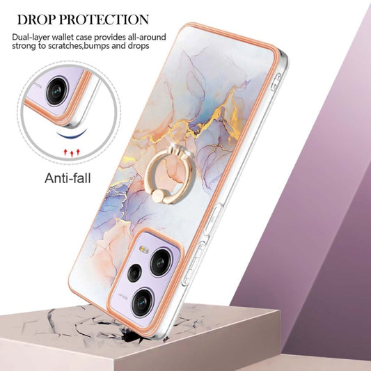 For Xiaomi Redmi Note 12 Pro 5G Global Electroplating IMD TPU Phone Case with Ring(White Marble) by buy2fix