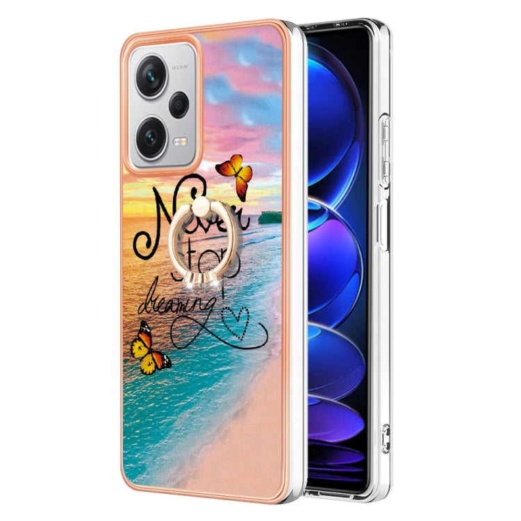 For Xiaomi Redmi Note 12 Pro+ Global Electroplating IMD TPU Phone Case with Ring(Dream Butterfly) by buy2fix