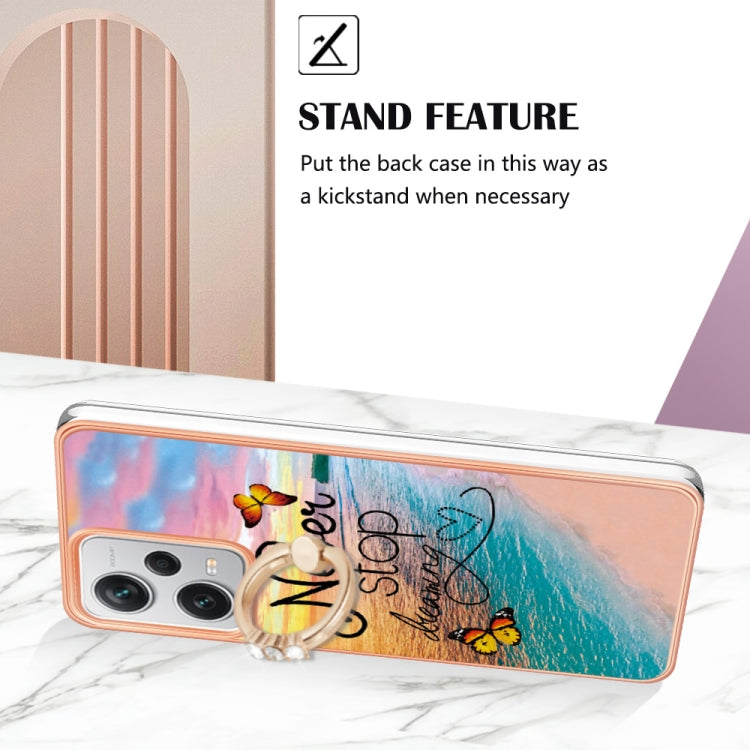 For Xiaomi Redmi Note 12 Pro+ Global Electroplating IMD TPU Phone Case with Ring(Dream Butterfly) by buy2fix