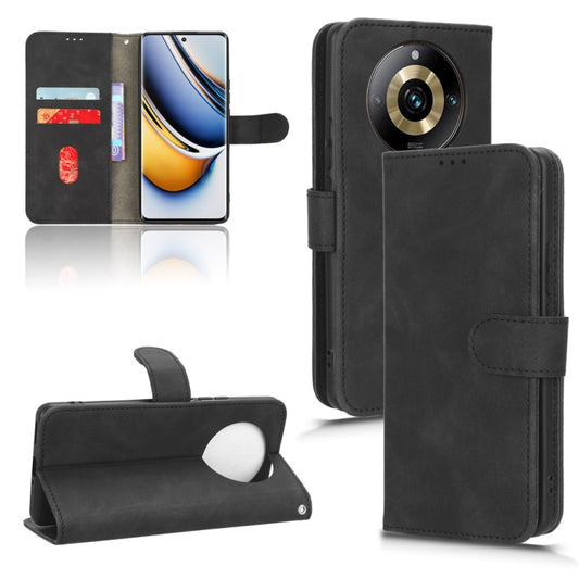 For Realme 11 Pro / 11 Pro+ Skin Feel Magnetic Flip Leather Phone Case(Black) - Realme Cases by buy2fix | Online Shopping UK | buy2fix