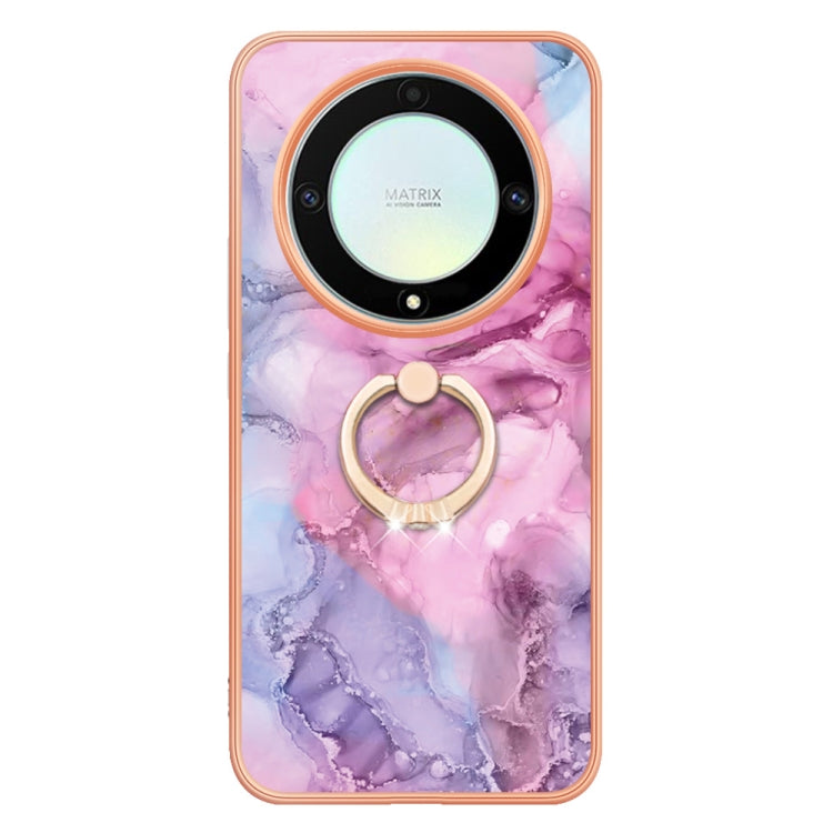 For Honor X9a / Magic5 Lite Electroplating Marble Dual-side IMD Phone Case with Ring(Pink 013) by buy2fix