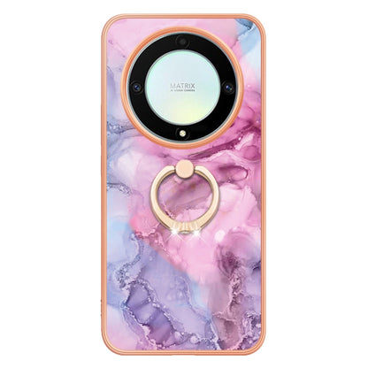 For Honor X9a / Magic5 Lite Electroplating Marble Dual-side IMD Phone Case with Ring(Pink 013) by buy2fix