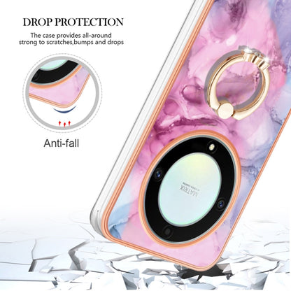 For Honor X9a / Magic5 Lite Electroplating Marble Dual-side IMD Phone Case with Ring(Pink 013) by buy2fix
