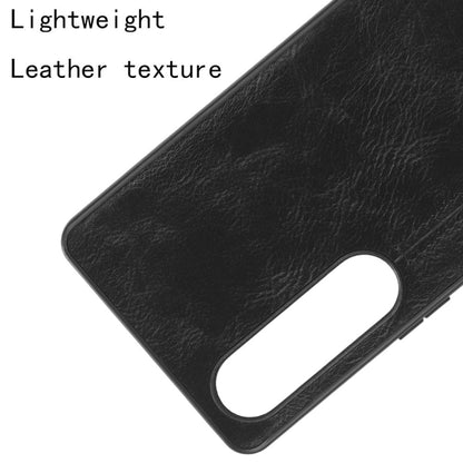 For Sony Xperia 1 V Sewing Cow Pattern Skin PC + PU + TPU Phone Case(Black) by buy2fix