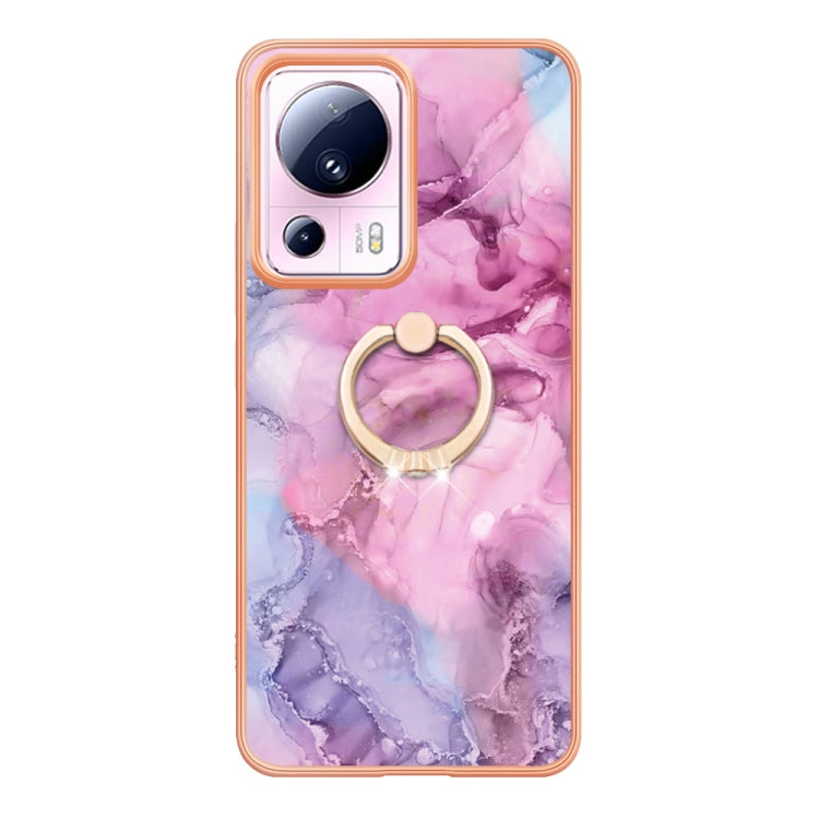 For Xiaomi 13 Lite 5G Electroplating Marble Dual-side IMD Phone Case with Ring(Pink 013) - Xiaomi Cases by buy2fix | Online Shopping UK | buy2fix