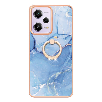 For Xiaomi Redmi Note 12 Pro 5G Global Electroplating Marble Dual-side IMD Phone Case with Ring(Blue 018) by buy2fix