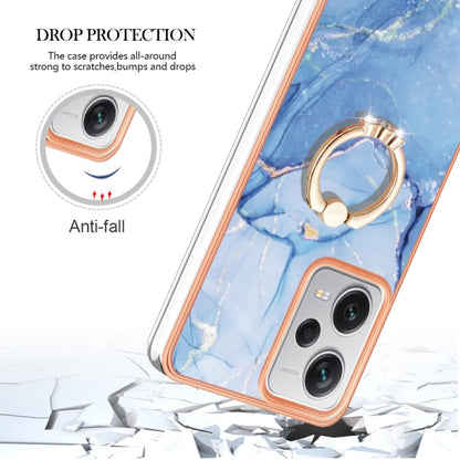 For Xiaomi Redmi Note 12 Pro+ Global Electroplating Marble Dual-side IMD Phone Case with Ring(Blue 018) by buy2fix