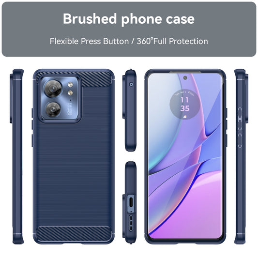 For Motorola Edge 40 Brushed Texture Carbon Fiber TPU Phone Case(Blue) - Motorola Cases by buy2fix | Online Shopping UK | buy2fix