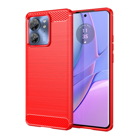 Pour Motorola Edge 40 Étui de téléphone TPU en fibre de carbone à texture brossée (rouge)