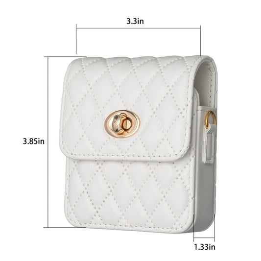 For Samsung Galaxy Z Flip3/Flip4/Flip5/Flip6 BFB03 Diamond Lattice Magnetic Leather Phone Case(White) - Galaxy Z Flip4 5G Cases by buy2fix | Online Shopping UK | buy2fix