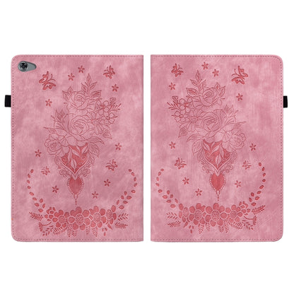 For Huawei MediaPad M5 Lite / C5 10.1 Butterfly Rose Embossed Leather Tablet Case(Pink) - Huawei Cases by buy2fix | Online Shopping UK | buy2fix