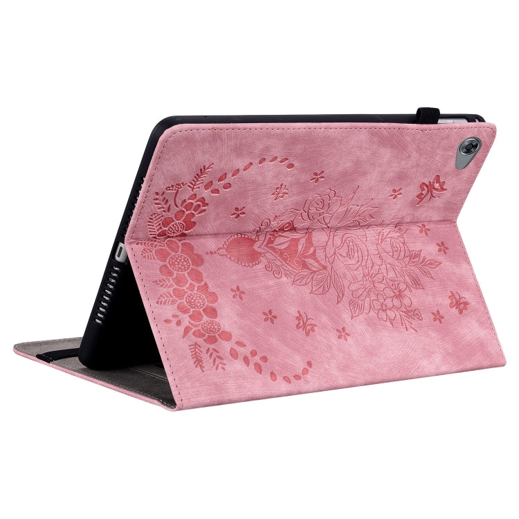 For Huawei MediaPad M5 Lite / C5 10.1 Butterfly Rose Embossed Leather Tablet Case(Pink) - Huawei Cases by buy2fix | Online Shopping UK | buy2fix