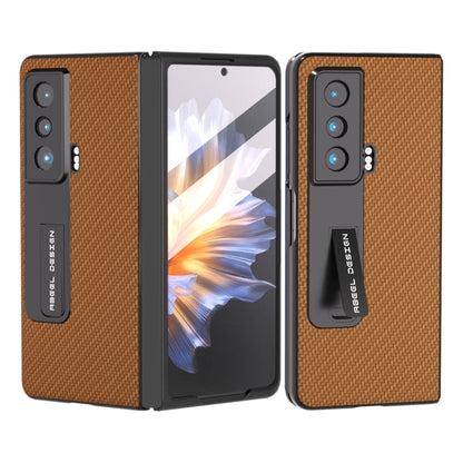 For Honor Magic Vs Carbon Fiber Texture Integrated Protective Phone Case with Holder(Dark Brown) by buy2fix