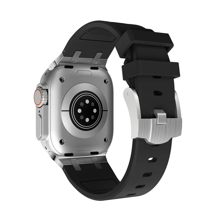 AP Silicone Watch Band For Apple Watch 8 41mm(Silver Black) by buy2fix