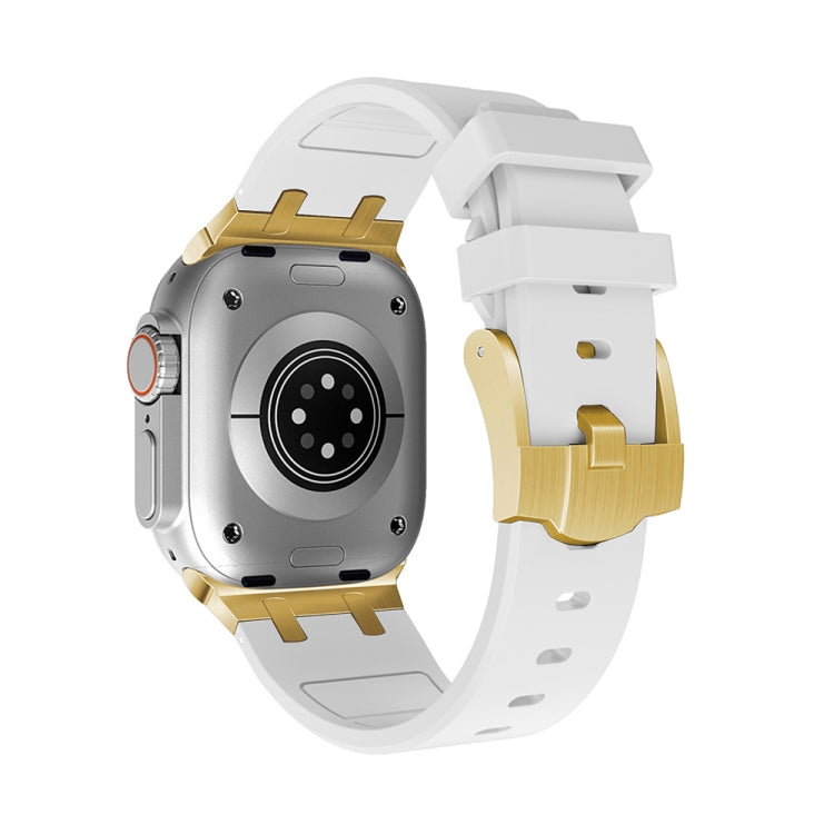 AP Silicone Watch Band For Apple Watch 8 45mm(Gold White) by buy2fix