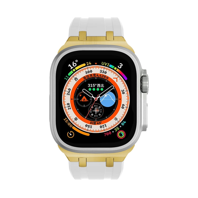 AP Silicone Watch Band For Apple Watch 7 41mm(Gold White) by buy2fix