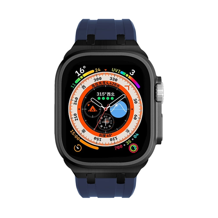 AP Silicone Watch Band For Apple Watch 7 45mm(Black Blue) by buy2fix