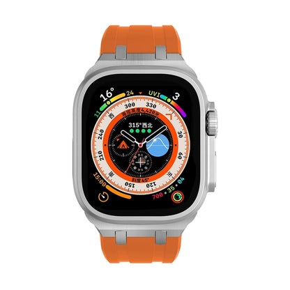 AP Silicone Watch Band For Apple Watch 5 44mm(Silver Orange) by buy2fix