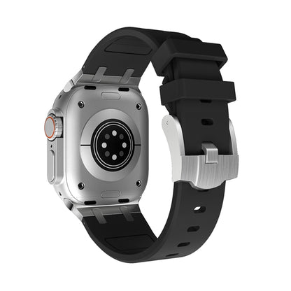 AP Silicone Watch Band For Apple Watch 4 44mm(Silver Black) by buy2fix