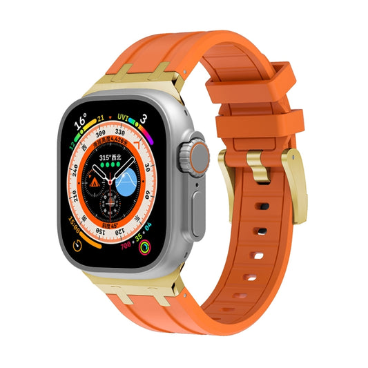 AP Silicone Watch Band For Apple Watch 3 42mm(Gold Orange) by buy2fix