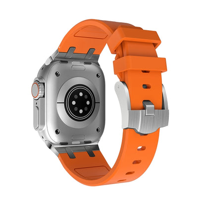 AP Silicone Watch Band For Apple Watch 3 42mm(Silver Orange) by buy2fix