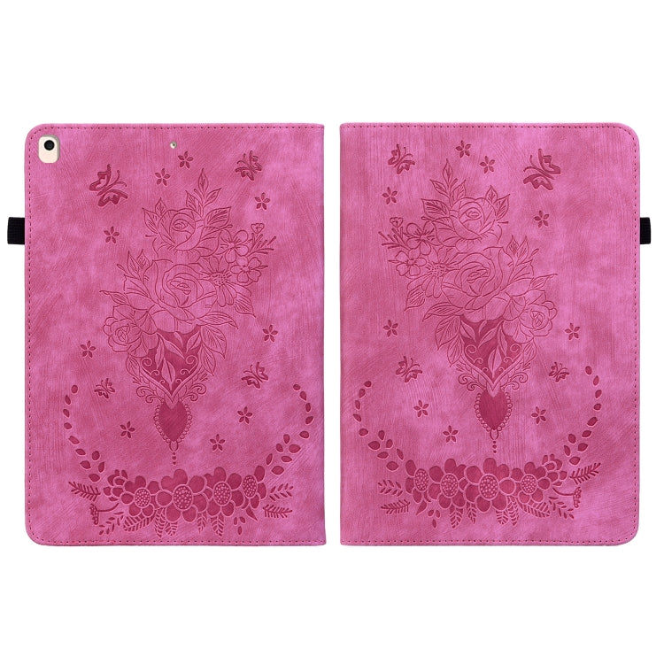 For iPad 9.7 2018 / 2017 / Air / Air 2 Butterfly Rose Embossed Leather Smart Tablet Case(Rose Red) - iPad 9.7 (2018) & (2017) Cases by buy2fix | Online Shopping UK | buy2fix