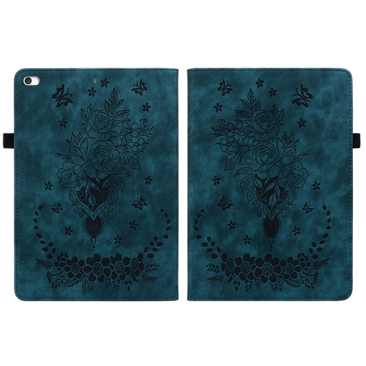 For iPad mini 5 / 4 / 3 / 2 / 1 Butterfly Rose Embossed Leather Smart Tablet Case(Dark Blue) - iPad mini (2019) / mini 5 Cases by buy2fix | Online Shopping UK | buy2fix