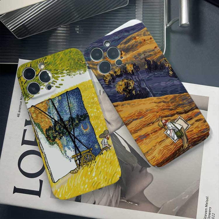 For iPhone 13 mini Precise Hole Oil Painting Pattern PC Phone Case(Train) by buy2fix