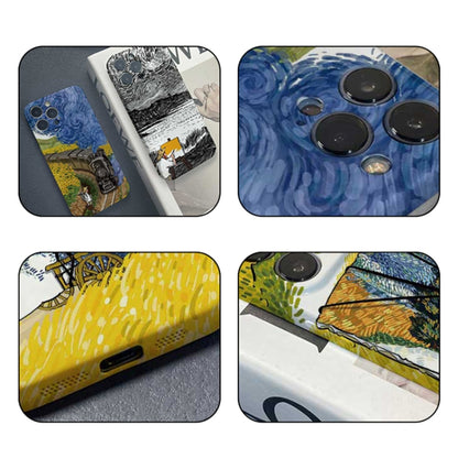 For iPhone 13 mini Precise Hole Oil Painting Pattern PC Phone Case(Train) by buy2fix