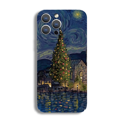For iPhone 12 Pro Max Precise Hole Oil Painting Pattern PC Phone Case(Castle) by buy2fix