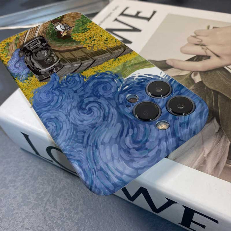 For iPhone 8 Plus / 7 Plus Precise Hole Oil Painting Pattern PC Phone Case(Inkwash) by buy2fix