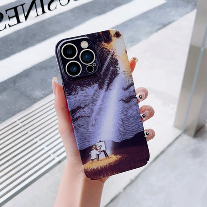 For iPhone 12 Pro Max Precise Hole Oil Painting Pattern PC Phone Case(Shine) by buy2fix
