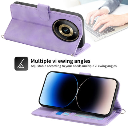 For Realme 11 Pro 5G / 11 Pro+ 5G Skin-feel Flowers Embossed Wallet Leather Phone Case(Purple) - Realme Cases by buy2fix | Online Shopping UK | buy2fix
