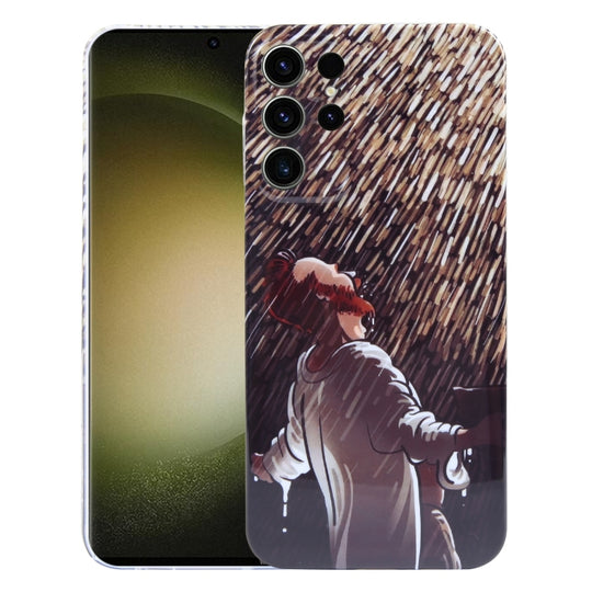 For Samsung Galaxy S23 Ultra 5G Precise Hole Oil Painting Pattern PC Phone Case(Rain)