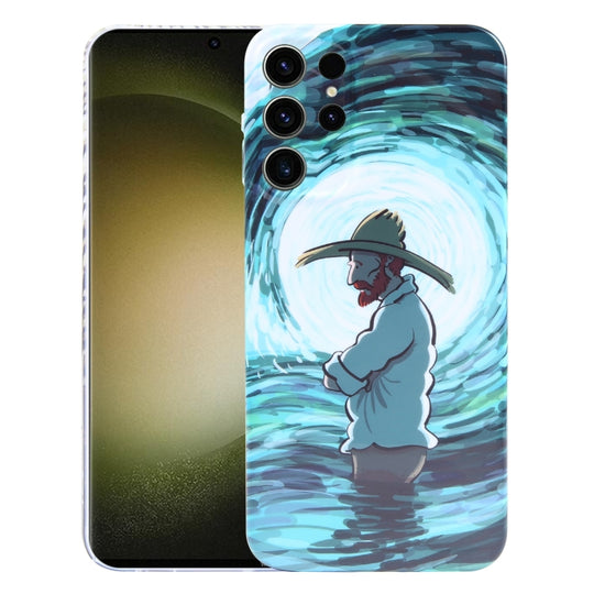 For Samsung Galaxy S23 Ultra 5G Precise Hole Oil Painting Pattern PC Phone Case(Thinker)