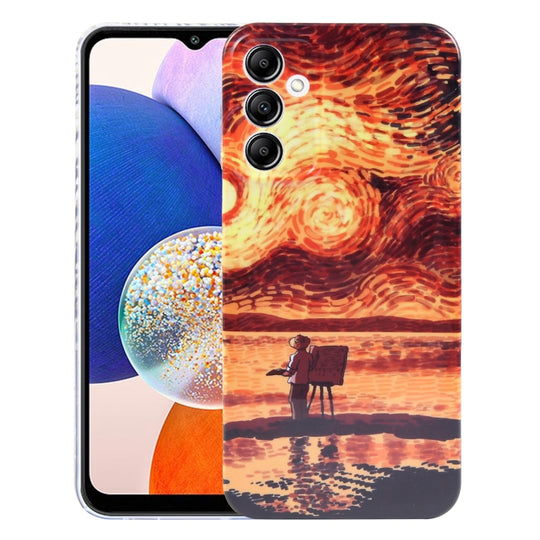For Samsung Galaxy A14 5G Precise Hole Oil Painting Pattern PC Phone Case(Sunset)