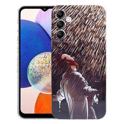 For Samsung Galaxy A14 5G Precise Hole Oil Painting Pattern PC Phone Case(Rain) by buy2fix