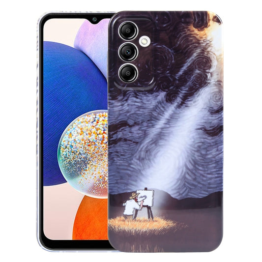 For Samsung Galaxy A14 5G Precise Hole Oil Painting Pattern PC Phone Case(Shine) by buy2fix