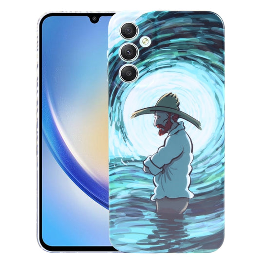 For Samsung Galaxy A34 5G Precise Hole Oil Painting Pattern PC Phone Case(Thinker)