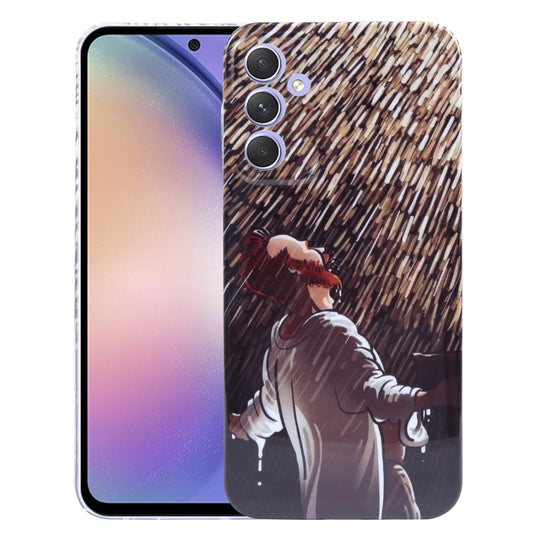 For Samsung Galaxy A54 5G Precise Hole Oil Painting Pattern PC Phone Case(Rain)
